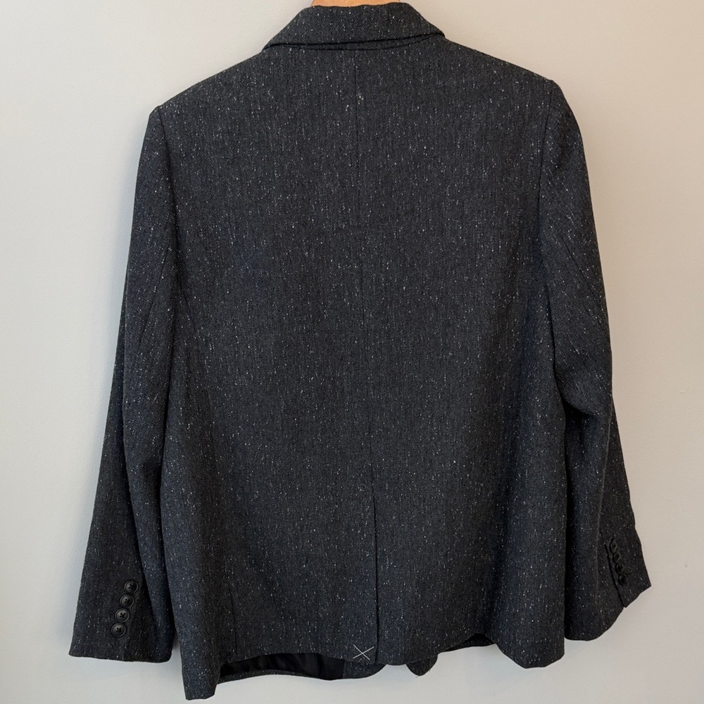 Nordstrom Textured Boyfriend Blazer Size Large Grey Charcoal Speckle Tweed - Picture 9 of 10